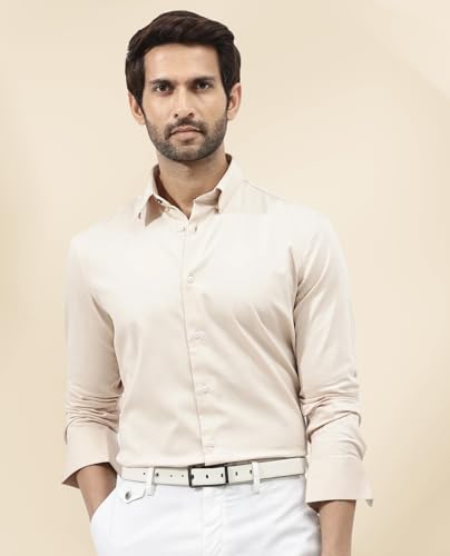 Image of IndoPrimo Men's Satin Shirt with Spread Collar Neck Line Solid Pattern Full Sleeves Regular Fit Western Style and Standard Length