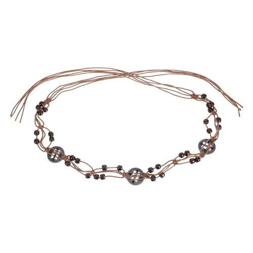 Lurrose Boho Waist Belt: Bohemian Style Rope Belt - Handwoven with Wooden Beads - Adjustable Tassel Waist Chain for Women Summer Dresses and Outdoor Activities