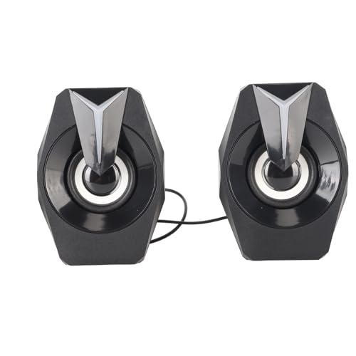 Yunseity USB Powered Speaker, HiFi Stereo Sound, Deep Bass USB Computer Speakers, Volume Control Wired USB Desktop Speaker with RGB Lights for Laptop, Desktop, PC, Phone Plug and Play (Black)
