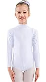 speerise Toddler Girls Long Sleeve Ballet Dance Leotard for Kids and Teens, White, 10-12
