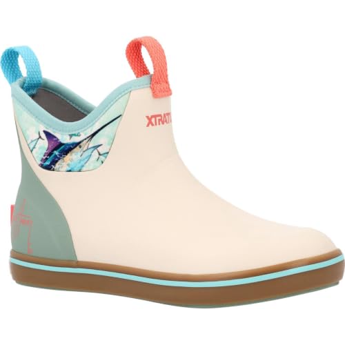 Image of XTRATUF 6 inch Women's Ankle Deck Boot Guy Harvey - Lightweight, 100% Waterproof Rubber Footwear - Non-Marking, Slip-Resistant Outsole - Moisture-Wicking Liner