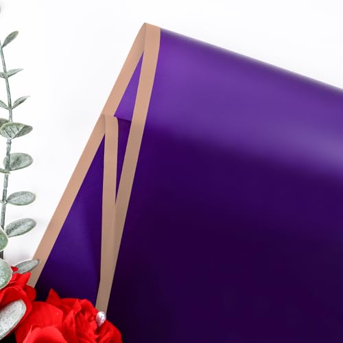 NESCCI 20 Sheets Flower Wrapping Paper - Waterproof Floral Bouquet Wrapping Paper, Florist Supplies Packaging Paper for Wedding Birthday Gift DIY (Deep purple)