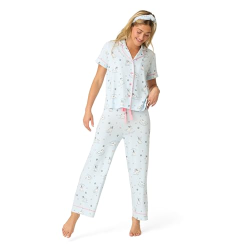 PJ Salvage Women's Paws and Breathe 2-Piece Short-Sleeve Pajama Set with Headband