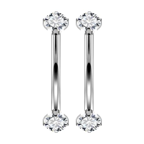 Rmsnxnnz 16G Titanium Daith Rook Earrings Piercing Jewelry Curved Barbell Eyebrow Ring Vertical Labret Lip Jewelry Navel Small Belly Button Ring Piercing Jewelry for Women Men 6MM Clear CZ
