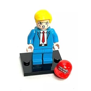 Custom Design Donald Trump Minifigure – 45th American President MAGA Hat and Stand Fight, Adult Collectors Edition, MiniBricks Compatible, Limited Election Toy Edition, Toys, Bricks, Funny