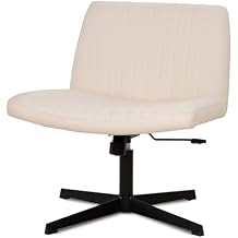 Small Vanity Chair with Back No Wheels Armless Computer Task Seating,Criss Cross Office Chair Height Adjustable Mid Back Wide Seat Cross Legged Office Chair Black