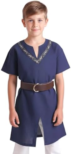 Costume Médiéval Enfant – Tunique Viking Manches Courtes Pour Halloween & Cosplay (garçon)
