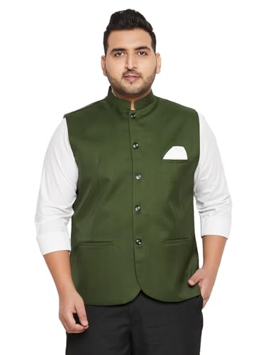 Vastramay Plus Men's Green Nehru Jacket_VPLUSMJ054GN_44