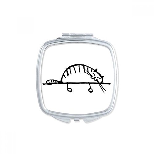 Miroir carré mignon ligne multicolor lazy stripe chat couché portable