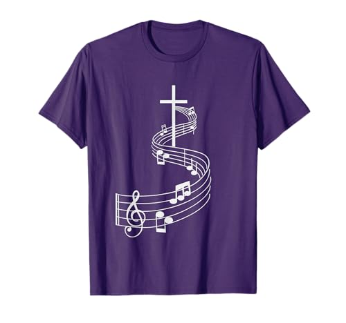 Cross with Treble Clef Musical Gifts Christian shirt T-Shirt