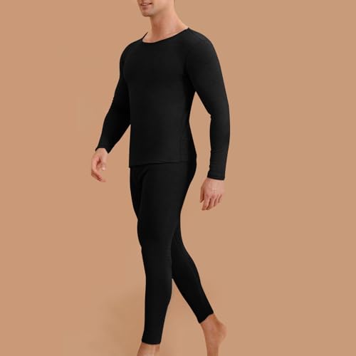 Fall Winter Warm Men's Thermal Underwear Set Performance Base Layer Wicking Active Long Johns Top & Bottom with Fly2