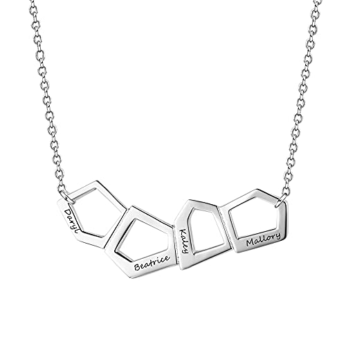 Colliers pendentifs Graver 4 prénoms femme : bijou personnalisé famille