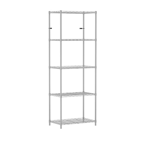 Image of 5-Shelves Wheels Heavy Duty Steel Storage Rack | Multipurpose Shelving Unit for Kitchen, Home & Utility