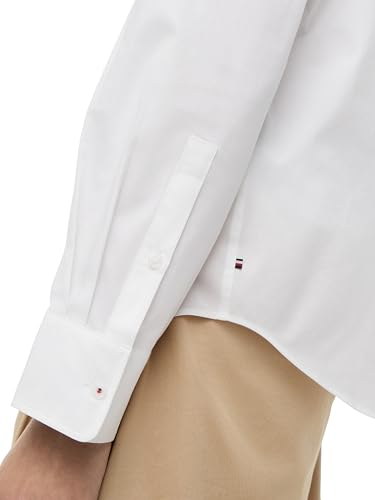 Tommy Hilfiger Damen Hemd Poplin Regular mit Spitzkragen, Weiß (Th Optic White), 44 3
