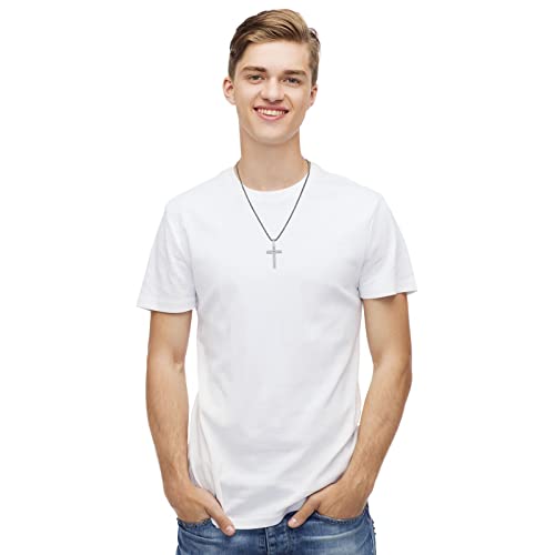 Silver deer【Hypoallergenic & lightweight Cross Necklace【does not rust or discolour】 for Women or Men Stainless Steel Pendant Lord's Prayer Bible Verse【2in DIY extension】 Chain 22 Inch4