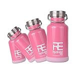 Rehydrate Pro (Pink) Junior Kids Insulated Stainless Steel and Environmentally Friendly for Hot or Cold Drinks and Travel. 11.83 Oz / 350ml Hydration Flask Includes Free 'Flip N Sip' Sports Cap