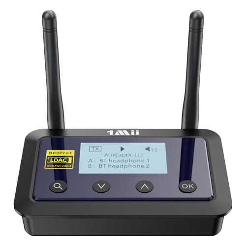 1Mii B03Pro+ Trasmettitore Ricevitore Bluetooth 5.3 Certificato Ldac Per Tv, Stereo, Adattatore Audio Bluetooth Wireless Hifi Aptx Bassa Latenza Con D