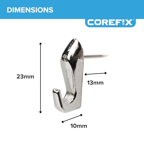Image of Corefix Barb Wall Hook 4 Pack Universal Hammer-in Picture Hooks, Wall Hooks for Hanging Frames, Mirrors or Canvas into Drywall or Wood. Removable and Reusable Hook with Neat Modern Finish (Silver)