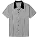 Produktbild Sikungjlk Herren Kurzarm Hemden Lose Einreihig Revers Herren Hemd 50er Retro Bowling Casual Kleid Hemd Button Down Shirts, baumwolle, grau, xl