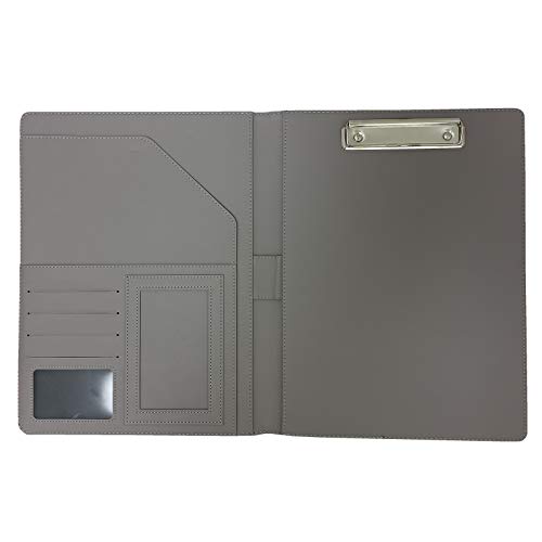 PU Leather Business Folder Legal Pad Holder Letter Size A4 Writing Pad for School Office Conference Notepad Clip Boards Resume Portfolio Folder InterviewLegal Document Organizer Gray