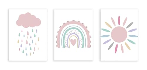 Nuage soleil arc-en-ciel affiche pour illuminer les nuits de votre petite fille