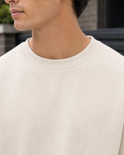 Image of Nobero Sweatshirts for Man Stylish | 280 GSM Rich Cotton Fleece Solid Regular Fit Full Sleeve Sweatshirt for Men | Stylish Casual Wear Winter Crew Neck Sweatshirt for Men