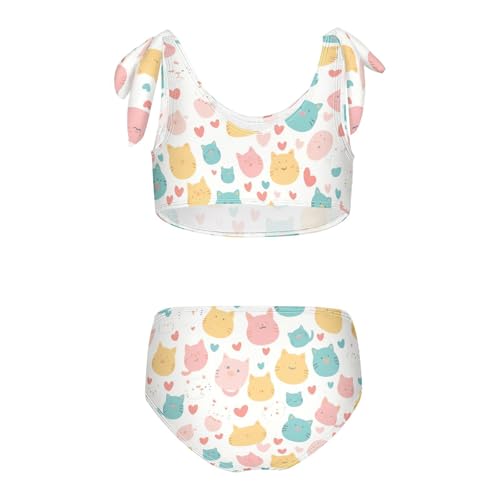 KLL Colorful Neon Cat Girl Two Piece Bikini Sets Quick-Dry Bathing Suit Swimwear Adjustable Shoulder Strap2