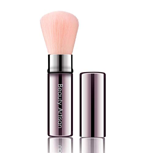 FEARLESSBOOM Retractable Kabuki Makeup Brush Travel Powder Foundation Brush For Powder, Blusher,Cosmetic (pink)