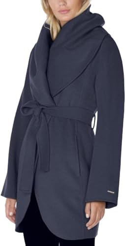 Image of TAHARI Womens Double-faced Luxury Soft Wool Blend Peacoat Removable Belt Wool Coat Oversized Collar