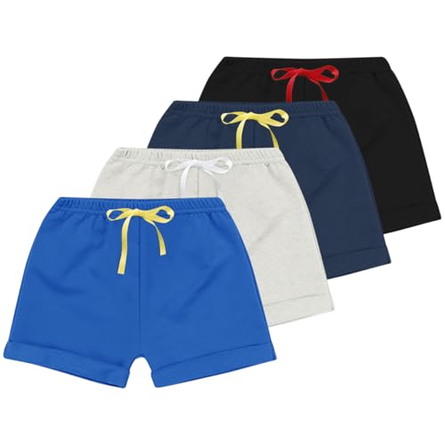 Short coton bébé anti transpiration taille élastiquée lot de 4 pantalon court respirant