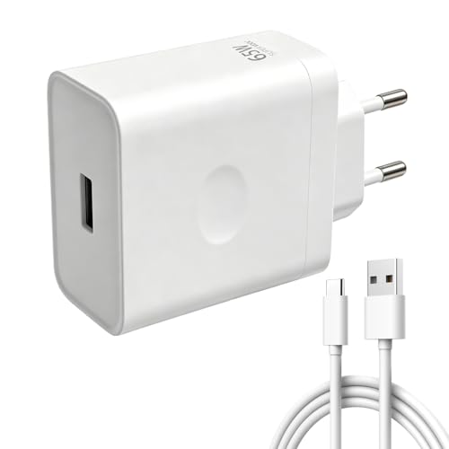 Caricatore USB-C da 65 W per Oppo Super-VOOC, super-vooc con cavo USB-A a C per Oppo Find X7/X6/X5/X3/Reno 11/10/8/7/6 per Oneplus 11/10T Nord 2T/10 Pro per Realme GT/9 Pro