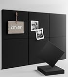 Fluxynara Felt Bulletin Board Tiles -28'x19' Small Slat Wall Alternative for Office Decor, Push Pin Board Wall Organizer - 6-Pack, 9.4'x9.4'(24cm x 24cm) - Black
