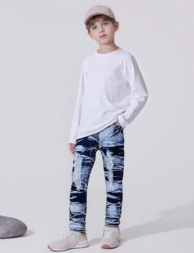SEAUR Boys' Ripped Skinny Jeans Stretch Denim Pants for Casual School Wear Size 7-163
