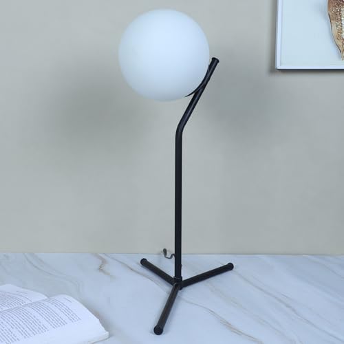 Image of tu casa Black Metal Base Bedside Table Moon Lamp with Glass for Home Decoration Bedroom Living Room Lounge Office Festival Decor & Gifting Study Table H - 19 inch / No Blub