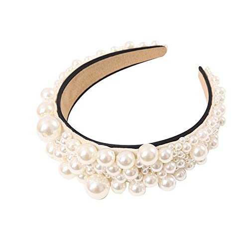 Wiwpar Pearl Headbands Wide Hair Hoop With Pearls Elegant White Pearl Head Band Headwear Bridal Hair Hoop Wedding Hair Accessories For Women Girls (Style 2) #TOP4