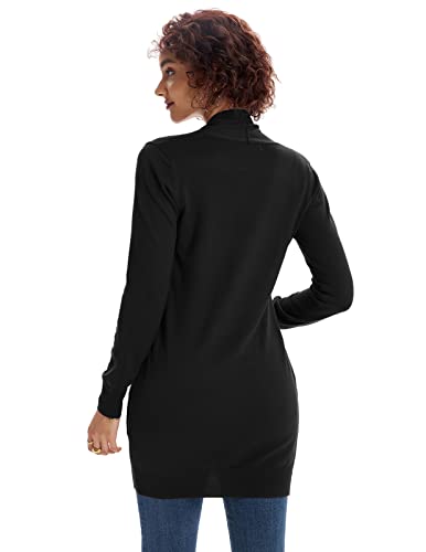 Grace Karin Womens Essential Solid Open Front Long Knited Cardigan Sweater Black M #TOP3