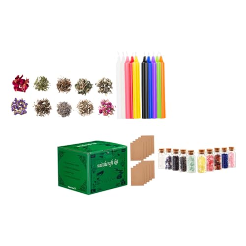 Ipetboom Starter Witch Kit Witchcraft Candle Set Relaxing Bath Dried Flower Unique Crystals Material