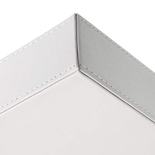 Plateau de service en cuir blanc, plateau à bijoux rectangulaire table basse - 8