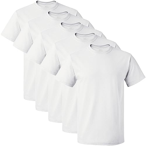 Fruit of the Loom Men's 5-Pack Crew Neck T-Shirt, White, XXX-Large
