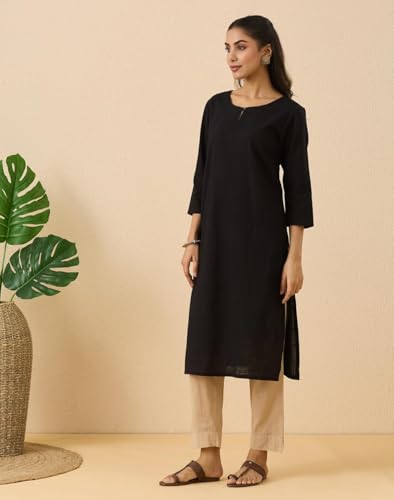 Image of Fabindia Women's Cotton Solid Long Kurta