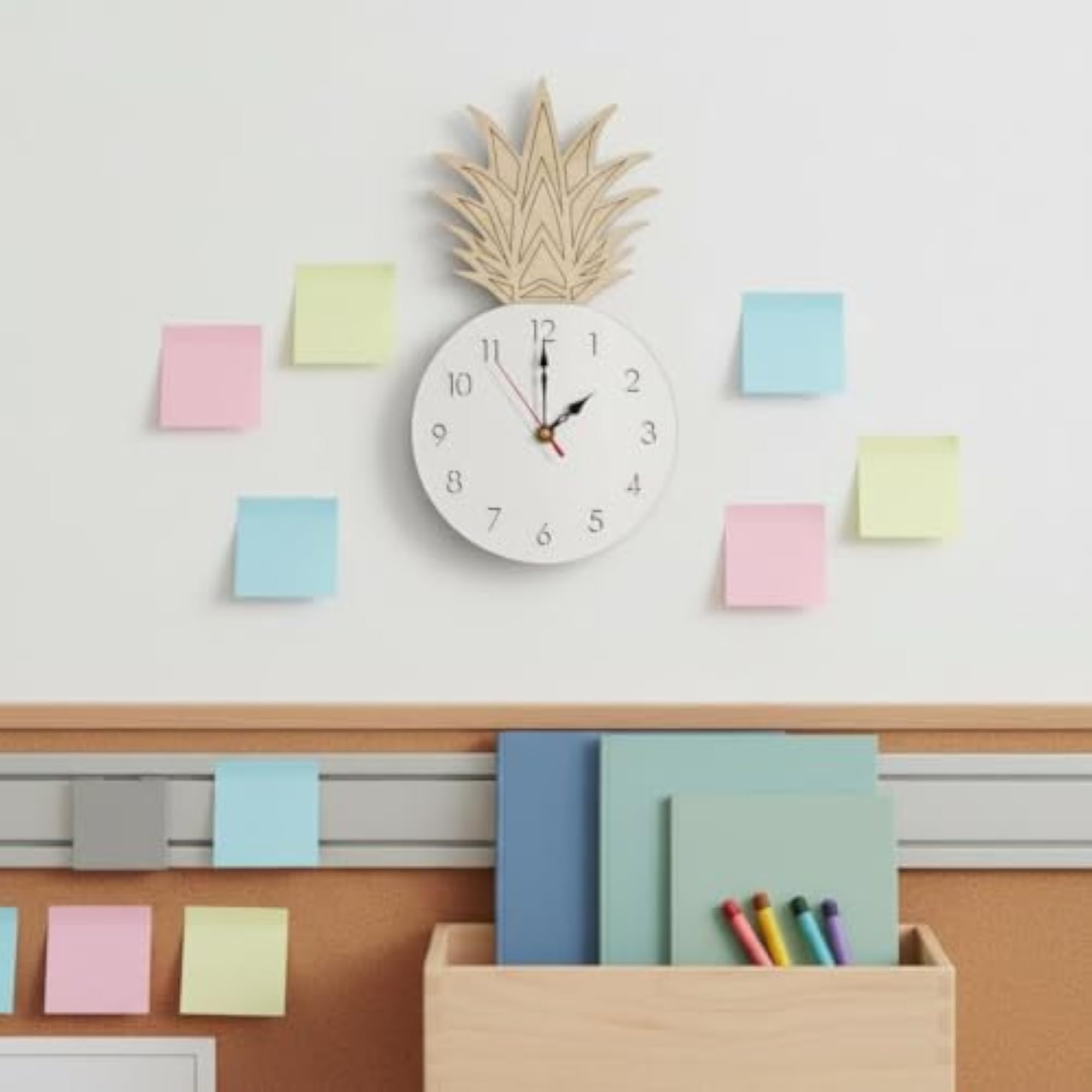Non-Ticking Pineapple Wall Clock for Kids