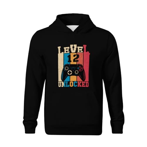 Kids Level 12 Unlocked Funny Video Gamer 12th Birthday Gift Boys Girls Lightweight Kangaroo Pocket Fleece Hoodies2