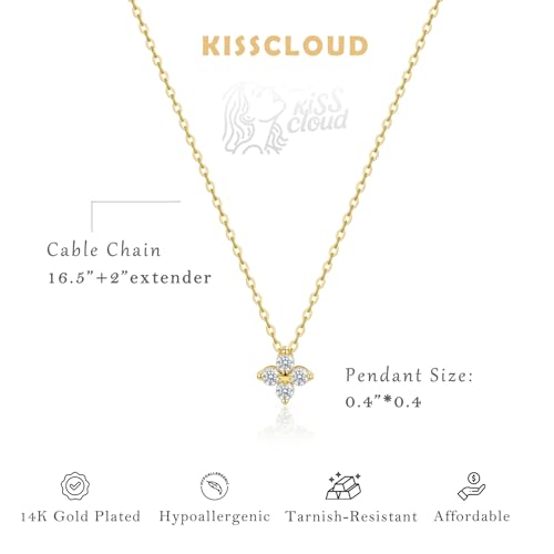 Image of Gold Silver Necklace for Women, Dainty Cubic Zirconia Pendant