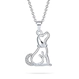 Bling Jewelry Animal Lover Best Friend CZ Accent Loyal Puppy Pet Labrador Dog Pendant Necklace For Women Teen Silver Plated