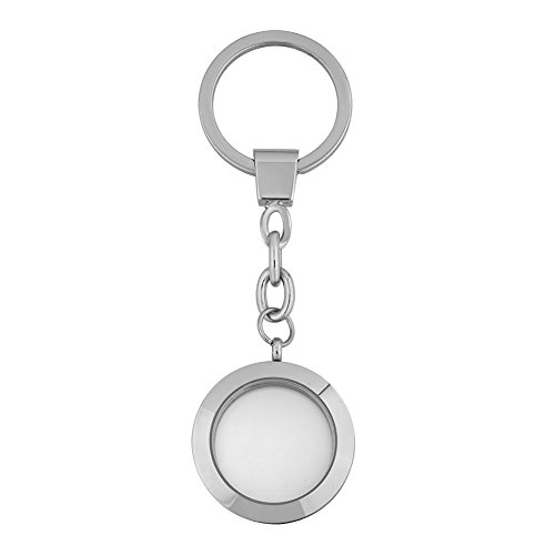 Charmed Craft 30mm Floating Charm Living Memory Lockets Keychain Magnetic Glass Key Ring Jewelry (Round)