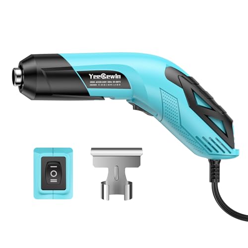 Yeegewin 350W Mini Heißluftpistole mit 2 Temperaturstufen 290/480 Handheld Heißluftfön mit Reflektordüse Überlastungsschutz und Aufheizzeit für Schrumpffolie Harz und DIY-Projekte