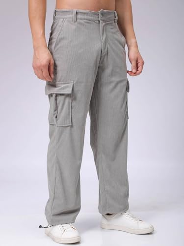 Image of The Indian Garage Co Men Baggy Textured Mid-Rise Cargos