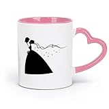 AYUEHBN Keramik Tassen mit komfortablem Henkel Braut Bräutigam Hochzeit Familie Boutique （11oz/320ml） Humorvolles Geschenk für Kaffeeliebhaber, Arbeitskollegen, Kollegen & Freunde Rosa