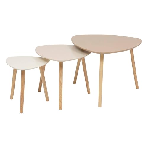 Well Home Set de 3 mesas Nido L.34/46/60cm auxiliares en MDF Ligeras y fáciles de Limpiar