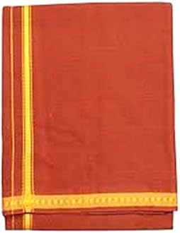 Fancy Border Colored Single Layer Pentex Dhoti Mundu Vesti 2.0mts, Brown, One Size